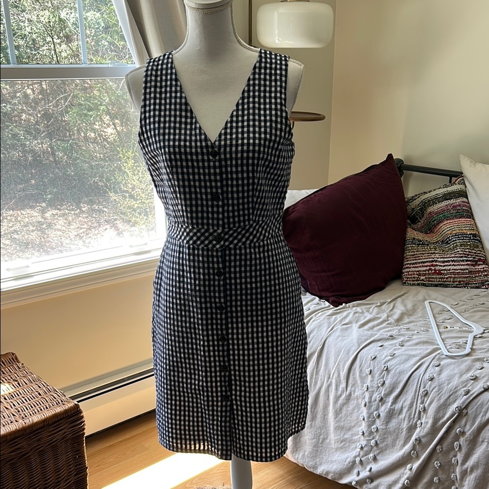 J Crew Blue and White Gingham Dress 6 - Picture 4 of 13